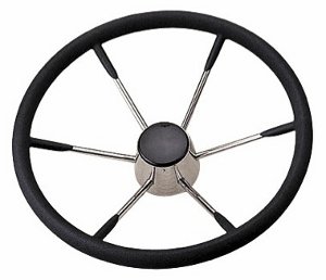 SEA DOG STEERING WHEEL STAINLESS 5 SPOKE 25 DEGREE 15-1/8" 3/4" TAPER