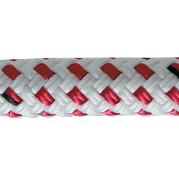 NEW ENGLAND ROPE ENDURA BRAID DYNEEMA CORE RED FLECK 3/8" (BY FOOT)