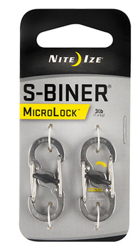 S-BINER MICRO LOCK 2PK STAINLESS STEEL