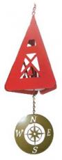 WIND BELL COMPASS ROSE PORT RED WITH GOLD WINDCATCHER