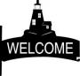 SIGN WELCOME WITH LIGHT HOUSE H14" W13.5"
