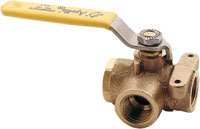 BALL VALVE 3-WAY .75" DIVERTER WITH SS LEVER