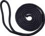 ROCKPOINT ROPE DOCK LINE NYLON DOUBLE BRAID SOLID BLACK 3/8" X 15'