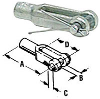 TELEFLEX CONTROL CLEVIS 33C CABLE 9/32" THICK W/.25" PIN