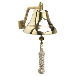 POLISHED BRASS BELL 6" WITH MONKEYFIST LANYARD