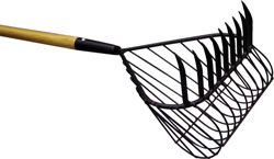 BASKET RAKE 10 FLAT TINES 1" SPACING 60" HANDLE