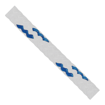 ROPE VIZZION VECTRAN 1/4" WHITE W/BLUE TRACER (BY/FOOT)