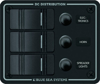 BLUE SEA 8374 ELECTRICAL PANEL 3 POS BLACK WATER RESISTANT 12V