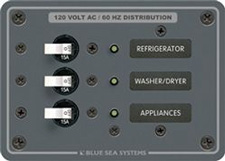 BLUE SEA 8058 ELECTRICAL PANEL AC W/3 BREAKERS