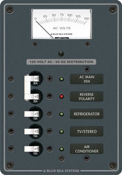 BLUE SEA 8043 ELECTRICAL PANEL AC MAIN + 3 POSITION VOLTMETER