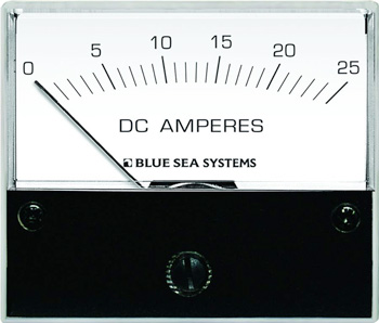 BLUE SEA 8005 AMMETER GAUGE ANALOG 0-25 AMPS DC WITH SHUNT