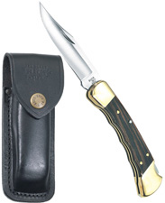 BUCK KNIFE FOLDING HUNTER W/BLACK LEATHER SHEATH