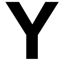 LETTER HARD PLASTIC 3" Y BLACK W/WHITE BEVEL