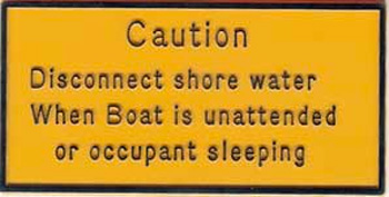 PLAQUE CAUTION SHORE WATER