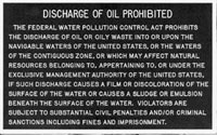 PLAQUE OIL DISCHARGE RIGID PLASTIC W/ADH STRIP