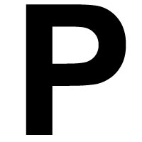 LETTER HARD PLASTIC 5" P BLACK W/WHITE BEVEL