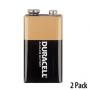 BATTERY ALKALINE 9VOLT DURACELL 2 PACK