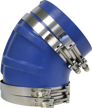 ELBOW 45 DEGREE 6" WET EXHAUST BLUE SILICONE W/CLAMPS