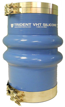 TRIDENT RUBBER COUPLER DOUBLE HUMP 6" WET EXHAUST BLUE WITH CLAMPS