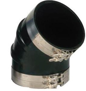TRIDENT RUBBER HOSE ELBOW 45 DEGREE WET EXHAUST 8" WITH CLAMPS