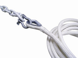 ROPE ANCHOR LINE NYLON DOUBLE BRAID WITH STAINLESS THIMBLE 5/8" X 200'