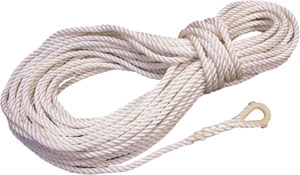 ROCKPOINT ROPE ANCHOR LINE 3 STRAND NYLON WITH NYLON THIMBLE 1/2" X 150'