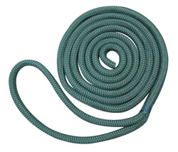ROCKPOINT ROPE DOCK LINE NYLON DOUBLE BRAID SOLID GREEN 3/8" X 15'