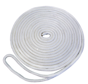 ROCKPOINT ROPE DOCK LINE NYLON DOUBLE BRAID SOLID WHITE 1/2" X 15'