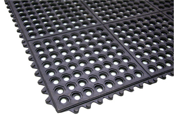 MAT ANTI-FATIGUE BLACK RUBBER 1/2" X 3' X 3'