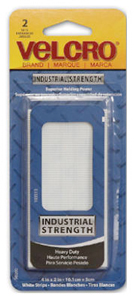 VELCRO STRIP WHITE 2PACK WATERPROOF 2" X 4"
