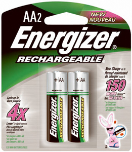 BATTERY ENERGIZER AA 2 PACK  RECHARGEABLE