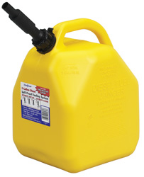 DIESEL FUEL CONTAINER YELLOW PLASTIC SPILL PROOF 5 GALLON