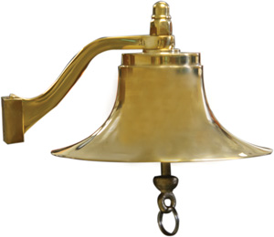 FOG BELL POLISHED BRASS 6" ARM & BRACKET INCLUDED