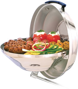 BARBEQUE KETTLE CHARCOAL HINGED STAINLESS STEEL